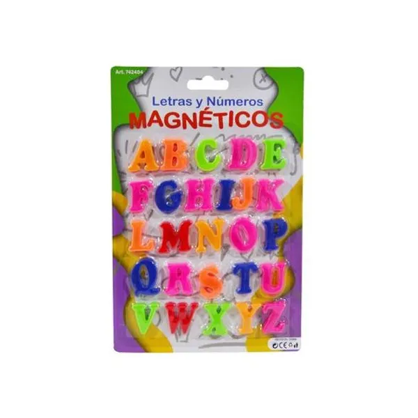 Letras magneticas 2.4 cm en blister 14.5x21.5 cm