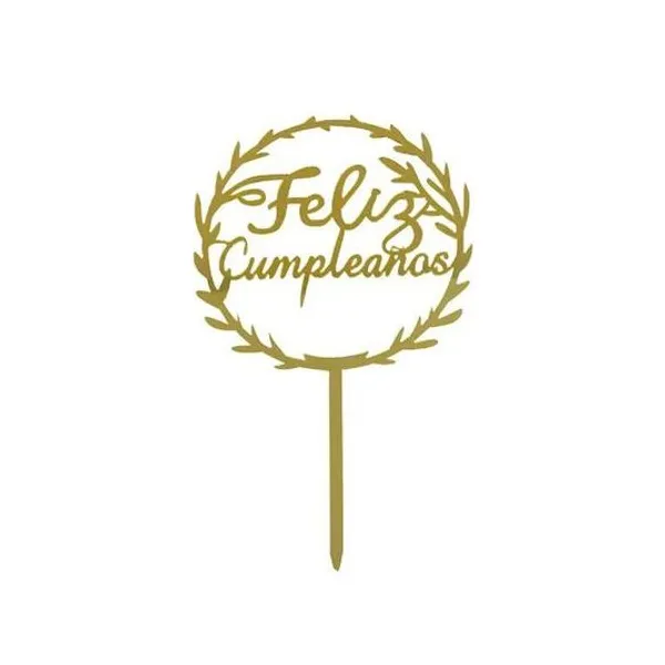 Adorno cake topper feliz cumpleaños 10x16 cm x1