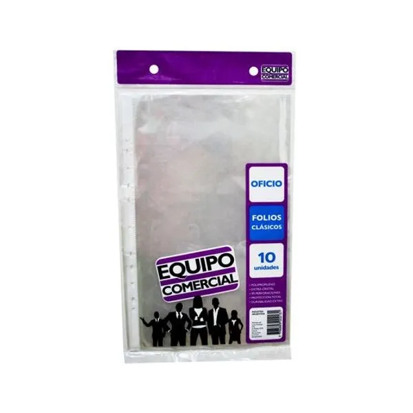 Folio oficio polipropileno equipo comercial clásico x10 unidades luma
