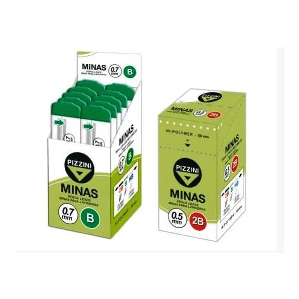 Minas 0.5 mm b estuche x12 unidades Pizzini