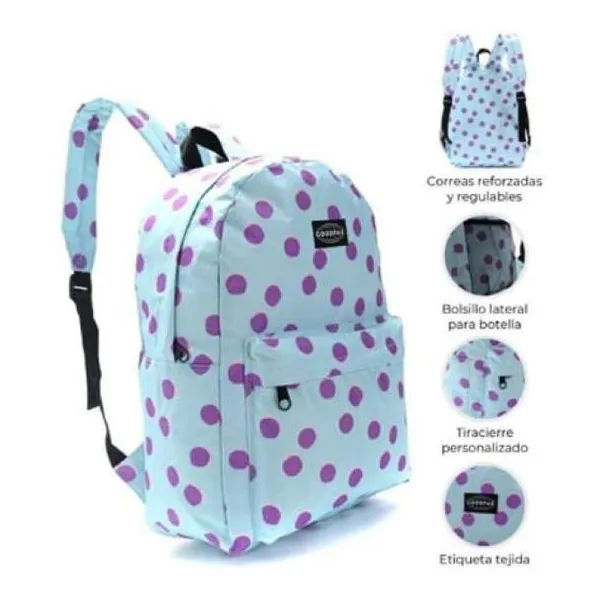 Mochila goodpak print dots 43 x30 x17, 17