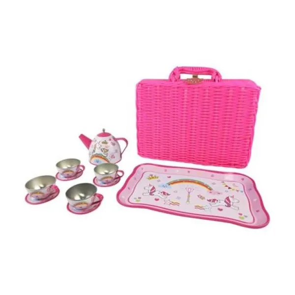 Funny land juego de te mimbre fucsia 11 piezas unicornio
