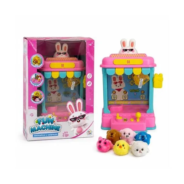 Maquina agarra peluches a pila en caja 21x30x16 cm colores surtidos