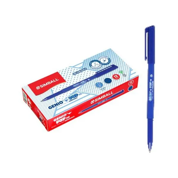 Bolígrafo roller gel borrable genio pop 2g 0.7 mm azul caja x12 unidades Simball