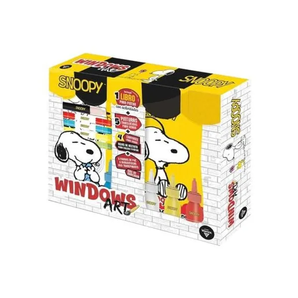 Libro para pintar con set windows art snoopy en caja 25x21 cm