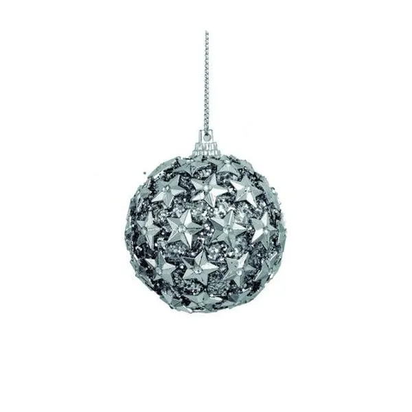 Borla tachas estrellas 6 cm plata caja x6