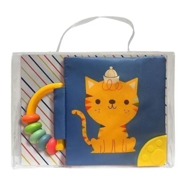 Mi libro suave con sonajero y mordillo gato
