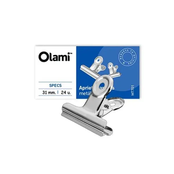 Aprieta papeles metálico 31 mm caja x24 unidades olami