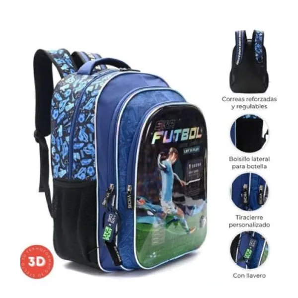 Mochila fútbol player termoformado con llavero 32 x45 x15 cm 18