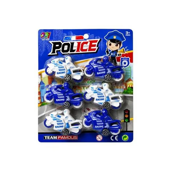 Moto policia 8 cm x6 en blister 19.5x23 cm