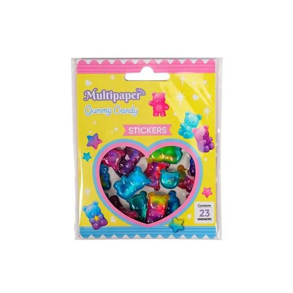 Stickers 3d gummy candy en blister 10x13 cm multipaper