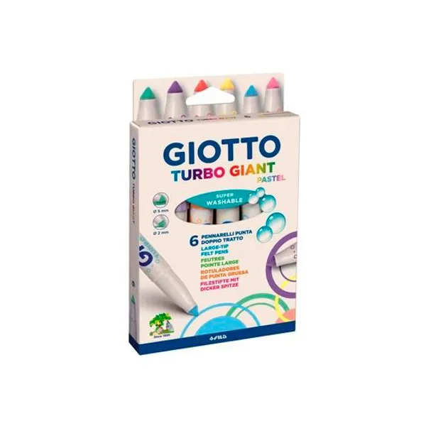 Marcador punta conica 2/5 mm giant pastel caja x6 unidades giotto