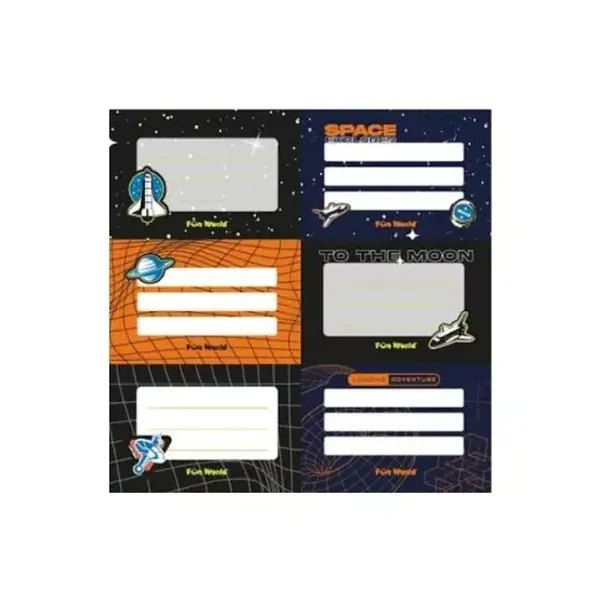 Etiquetas ueta escolar fw fun world space x12 unid.