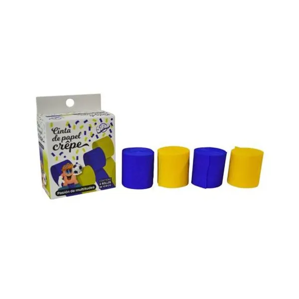 Cinta de papel crepe azul/amarillo x4 rollos de 4.5cmx10m Sifap
