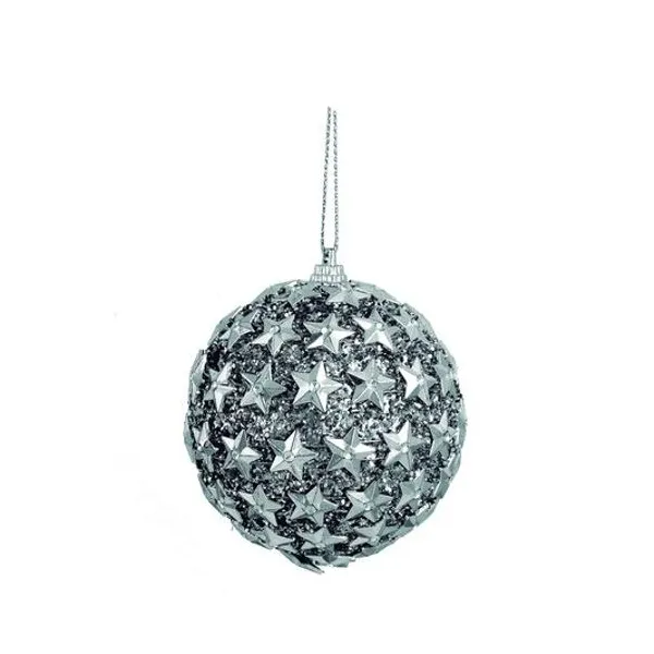 Borla tachas estrellas 8 cm plata caja x6