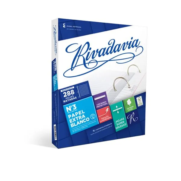 Repuesto esc.rivadavia tamaño carta extra bco.x 288 hs.cuaderno