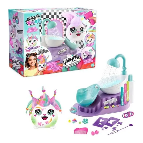 Airbrush - playset plush con aerografo y ducha 30 cm - "hair-iffic salon