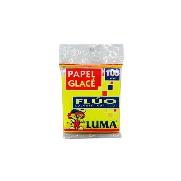 Papel glace taco 10x10 cm fluo 100 hojas colores surtidos luma