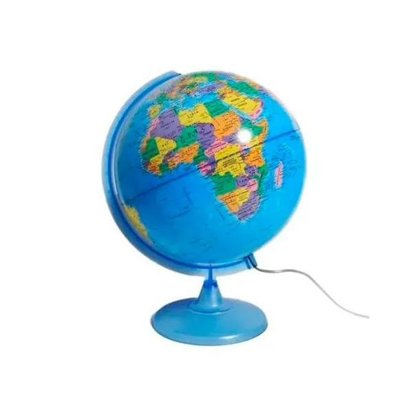 Globo terraqueo politico base plástica con luz 25 cm