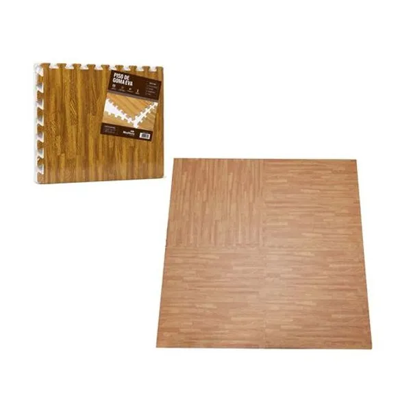 Piso de goma eva simil madera 4 piezas de 50x50 cm 12 mm multieva