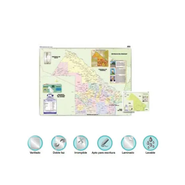 Mapa mural m.c. lam. con var. d/faz chaco fp. 82x118 cm