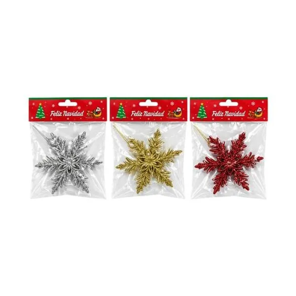 Adorno copo de nieve 12 cm x2 en bolsa colores surtidos