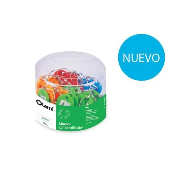 Llaveros identificador colores surtidos x50 en pote llav801
