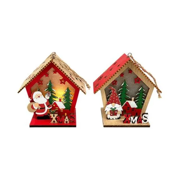 Casita xmas con luz 9.5x11 cm x1 modelos surtidos
