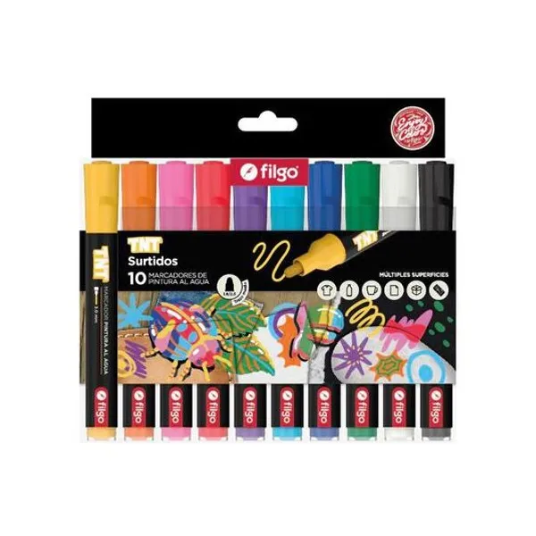 Marcador de pintura al agua tnt surtido 1.8/3.0 mm caja x10 unidades Filgo