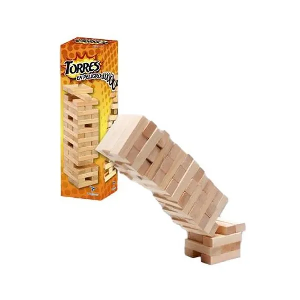 Juego jenga torres en peligro en caja 28x7.5x7.5 cm toto games