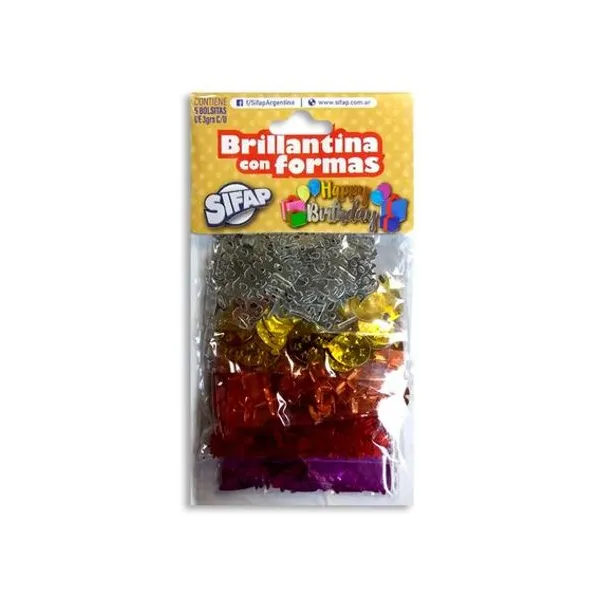 Brillantina formas happy birthday 3 g en sobre x5 unidades Sifap - happy