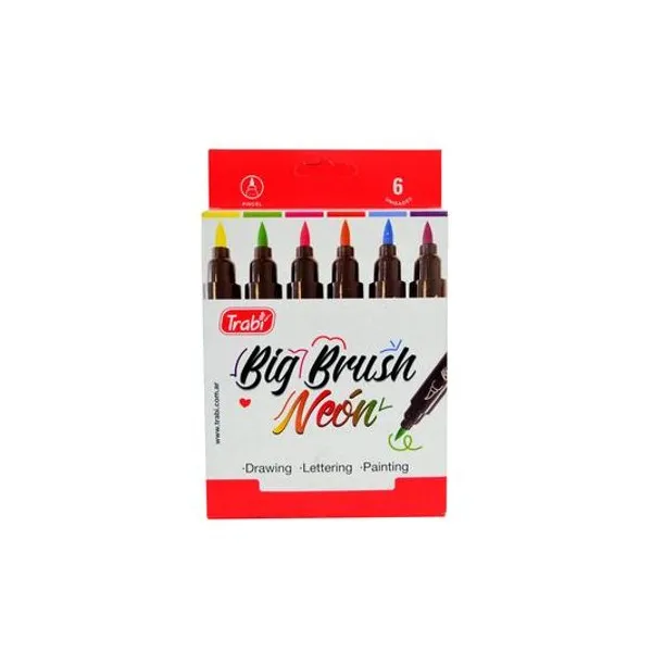 Marcador punta pincel neon big brush caja x6 trabi - tr