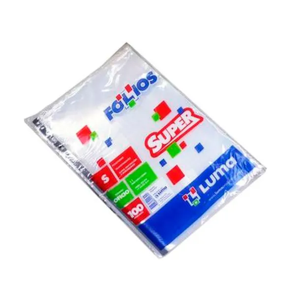 Folio oficio polietileno super 70 micrones x100 unidades luma
