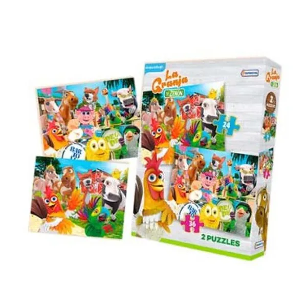 2 puzzles 24 y 36 piezas granja de zenon