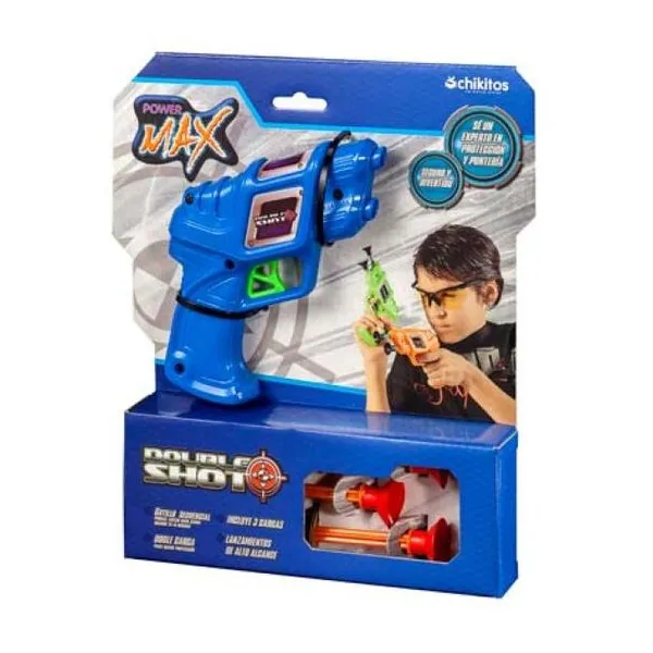 Double shot pistola lanza 2 flechas con ventosa, en blister.