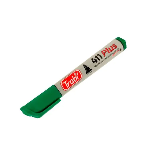 Marcador trabi 411 permanente para red.caja x12 unid.verde