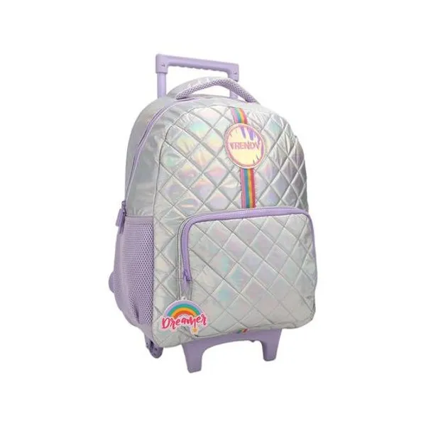 Mochila 18" con carro matelasse tornasolada Trendy