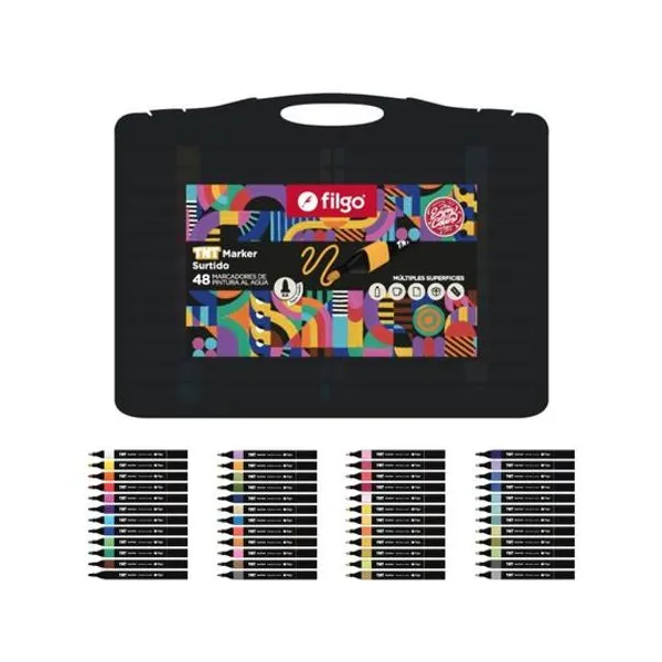 Marcador de pintura al agua tnt valija x48 unidades Filgo - tntmkr