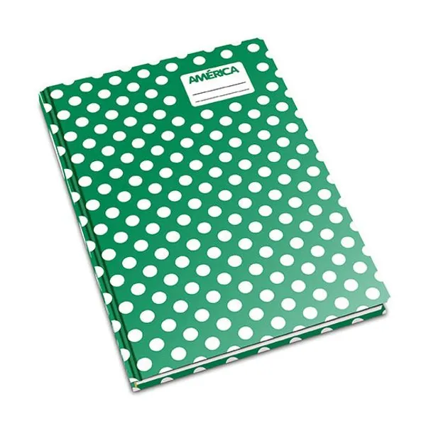 Cuaderno tapa dura América for.lunares x42 hs.ray.verde