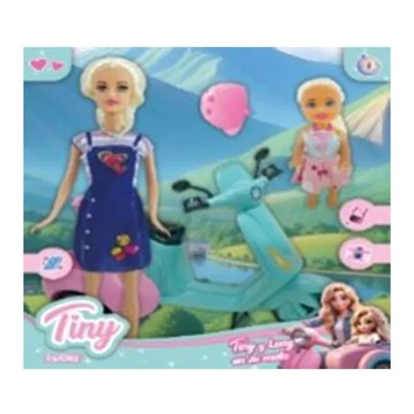 Muñeca Tiny y lucy en su moto 30 28 cm
