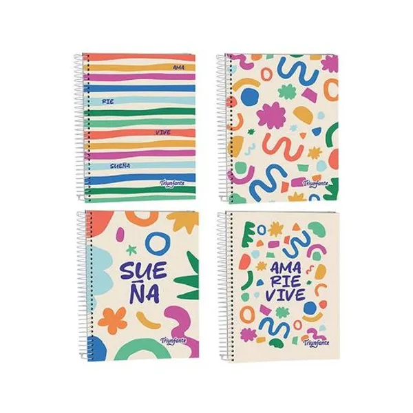 Cuaderno 22x29 cm rayado 80 hojas tapa dura con espiral linea fresh x1 Triunfante