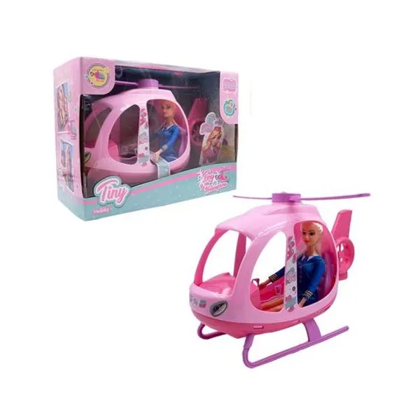 Muñeca Tiny y su helicóptero en caja 37x16x16 cm