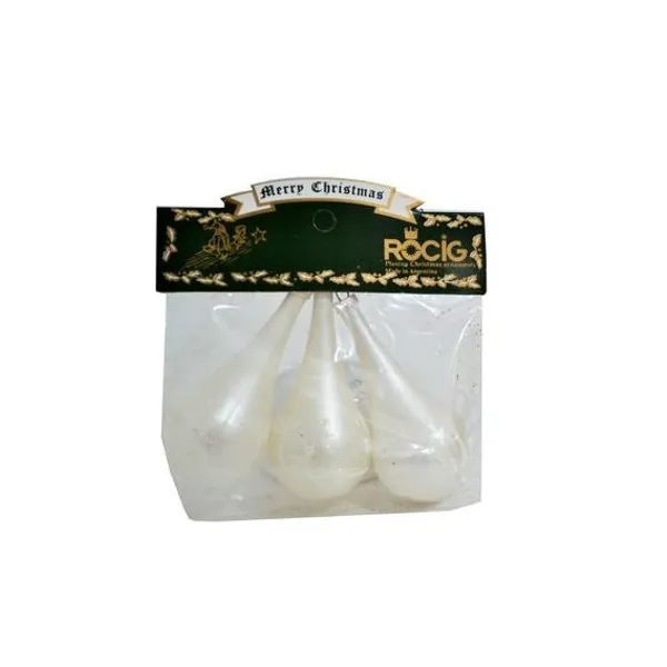 Adorno gota blanco perlado 9 cm bolsa x3 unidades