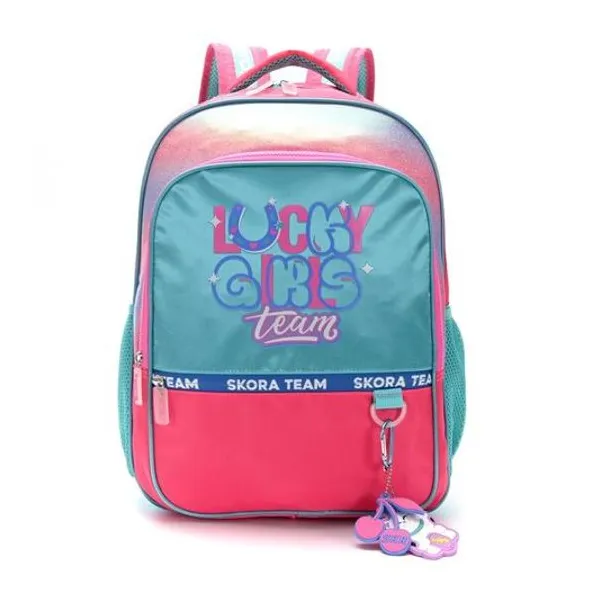 Mochila 18" espalda lucky girl con llavero y monedero