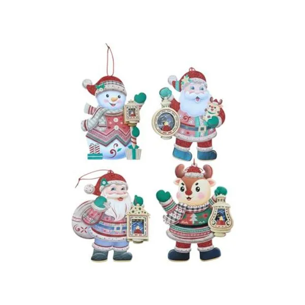 Cartel navideño papá noel con luz 37 cm x1 modelos surtidos