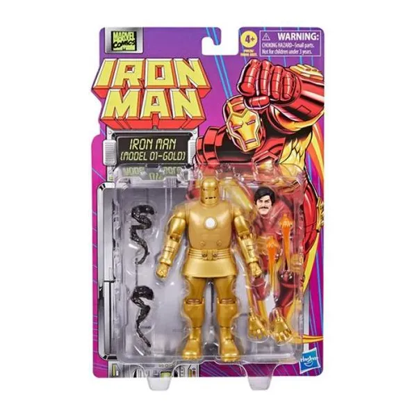 Hasbro Marvel - iron man figura 18 cm articulado legend retro "modelo 01 gold