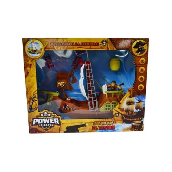 Barco pirata con accesorios en caja 33x26.5x10 cm