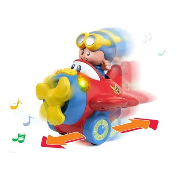 Happy kids shake and move plane