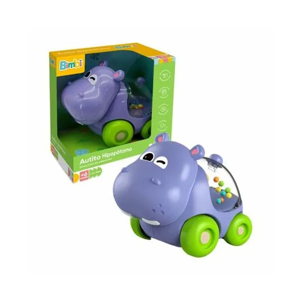Sonajero autito hipopotamo en caja 12.5x13x9 cm bimbi