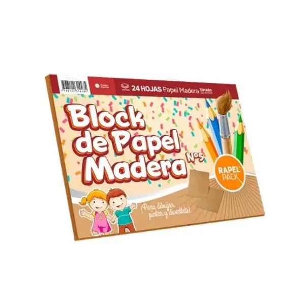 Block de dibujo rapel pack n.° 5 papel madera 24 hjs.